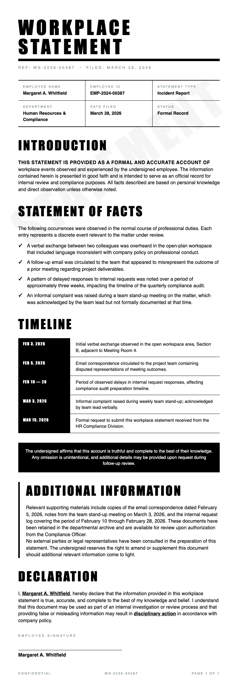 Monochrome stark workplace statement